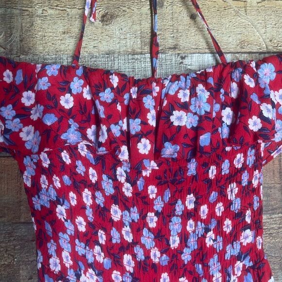 New GB juniors‎ red pants romper jumpsuit spaghetti straps, ruching, size XL - Picture 3 of 16